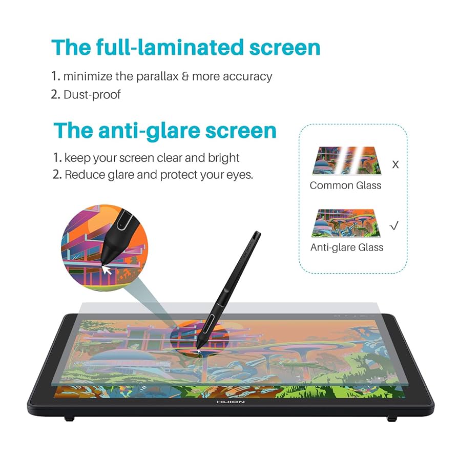 HUION KAMVAS 22 Plus Full Lamination Drawing Tablet Display